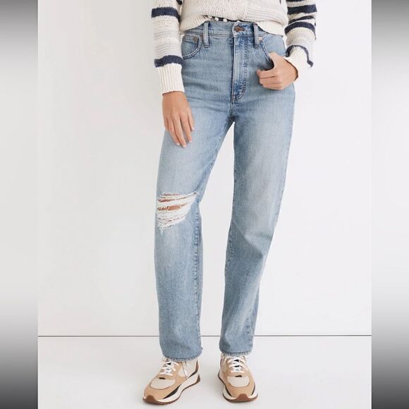 Madewell Distressed PVJ Straight jean in size 25 in Reinhart Wash - Picture 2 of 16